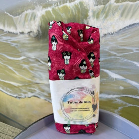 Turban de bain en coton et éponge de bambou